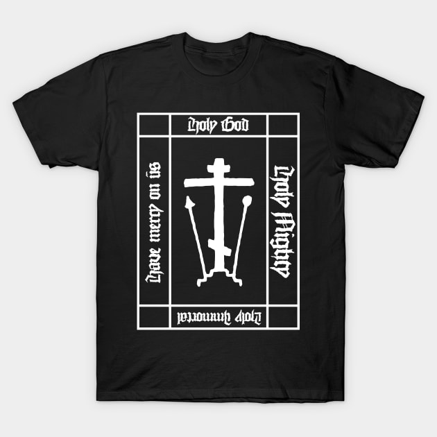 Trisagion Prayer Eastern Orthodox Cross Gothic T-Shirt by thecamphillips